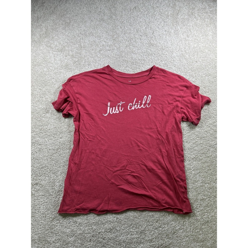 American Eagle Shirt Womens Small Just Chill Graphic Tee Relaxed Fit Soft Top